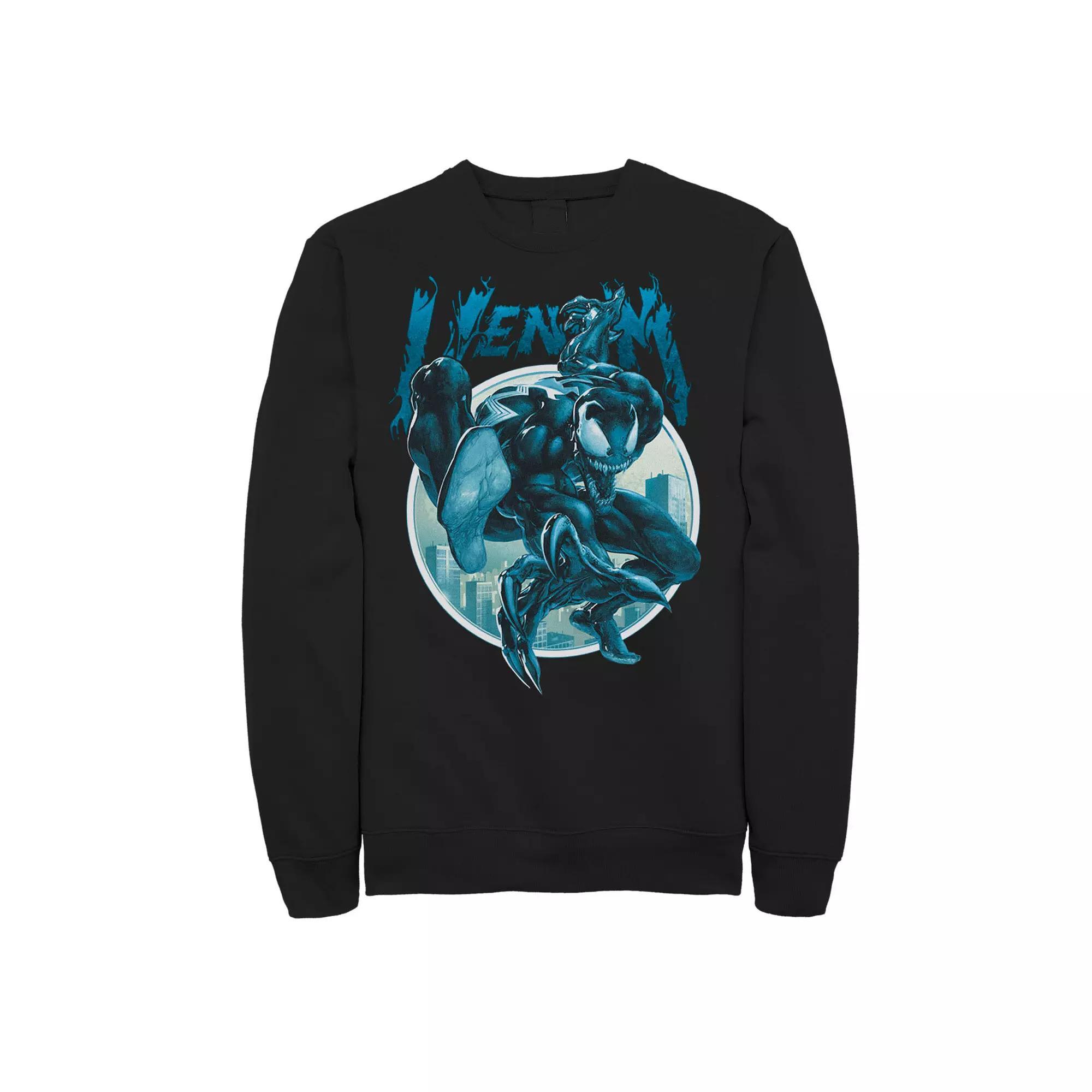 Men's Marvel Venom Deep Blue Circle Logo Sweatshirt, Size: Small, Black Product Image