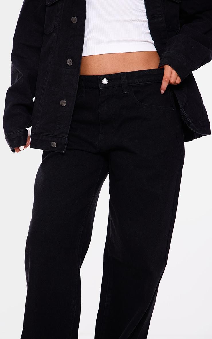 Washed Black Low Rise Faded Boyfriend Jeans Product Image