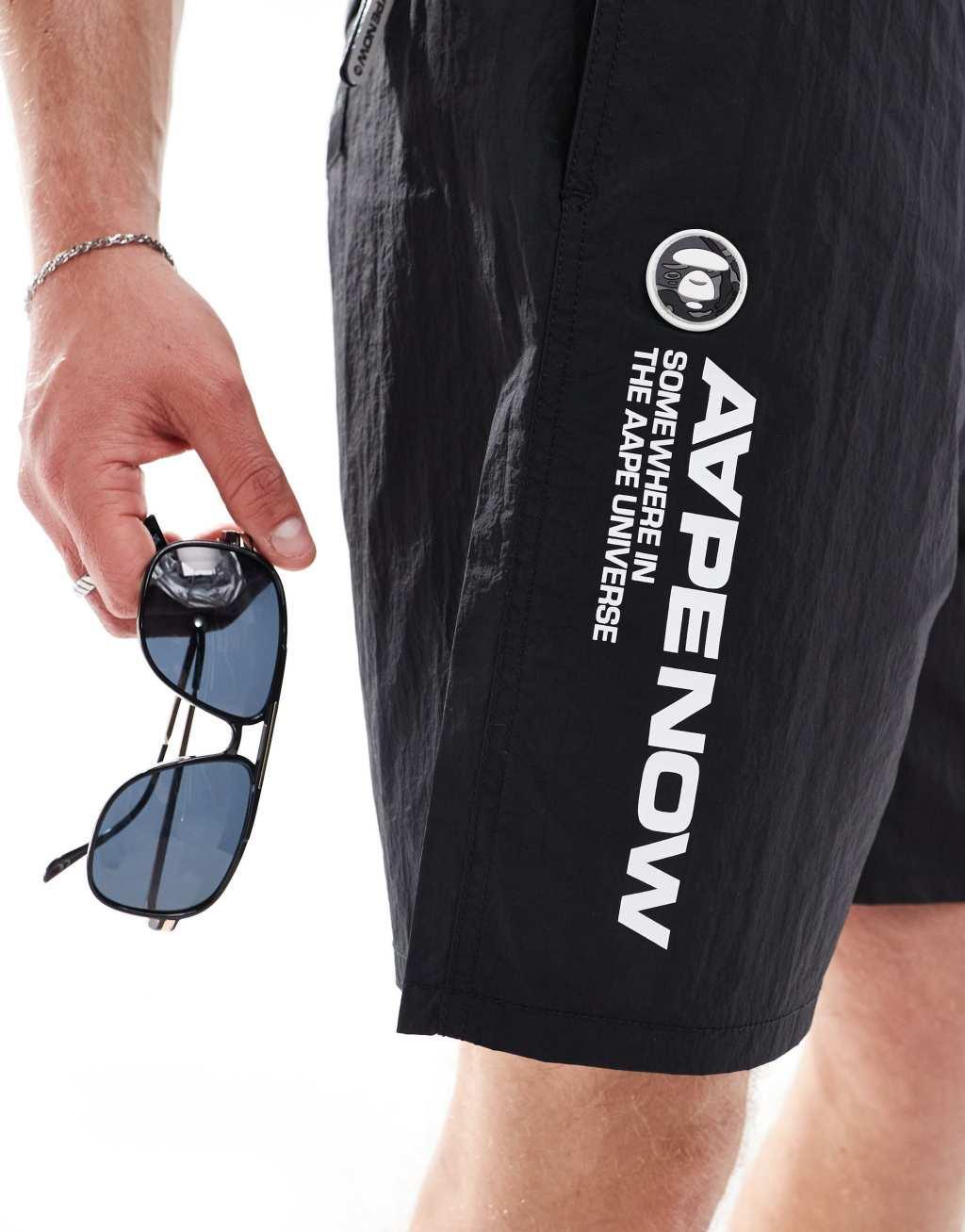 Aape By A Bathing Ape swim shorts with logo in black Product Image