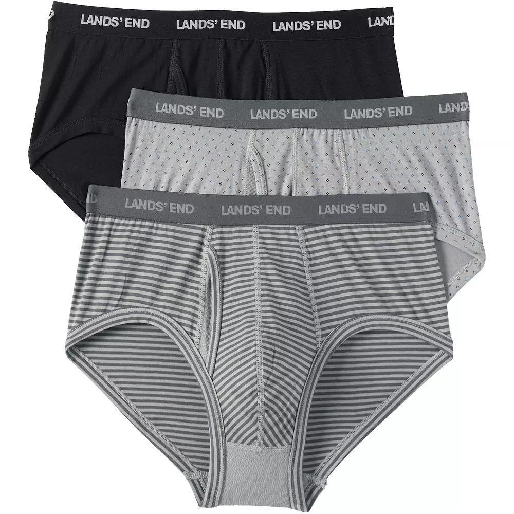 Men's Lands' End 3-Pack Comfort Briefs, Size: Medium, Black Gray Product Image