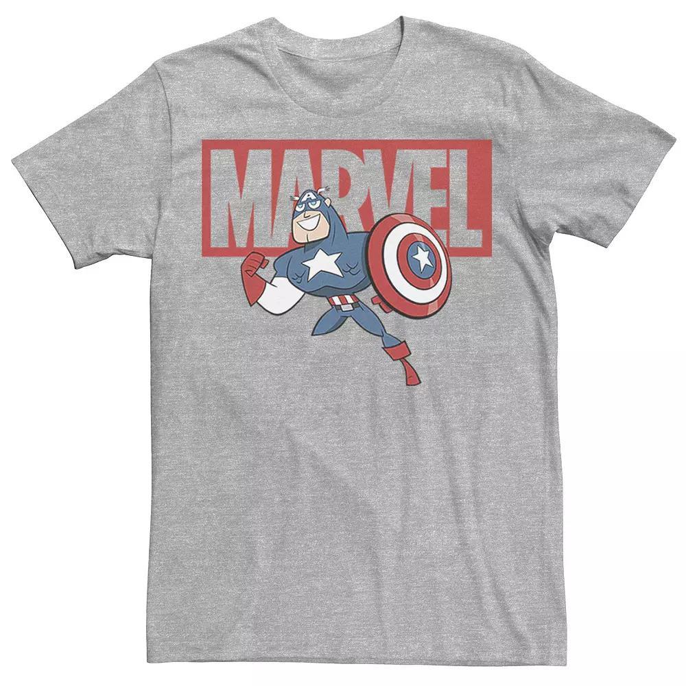 Men's Marvel Captain America Chibi Action Pose Logo Outline Tee,  Product Image