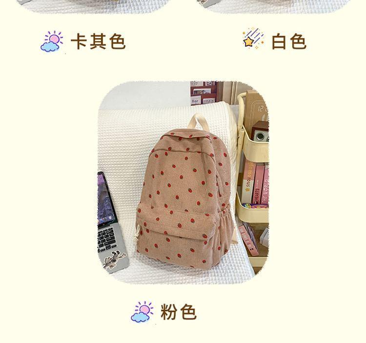 Strawberry Print Multi-Pocket Backpack Product Image