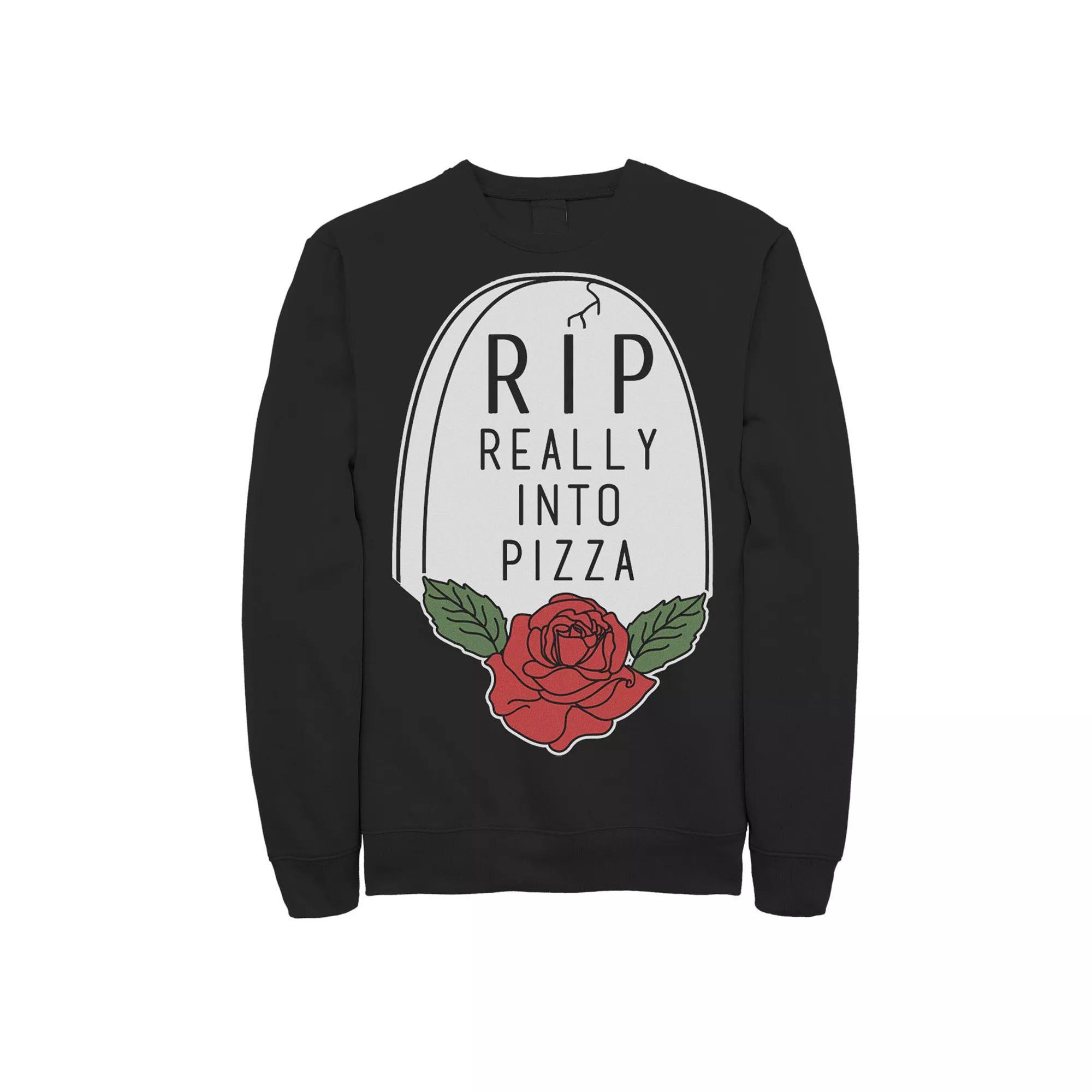 Mens Halloween RIP Really Into Pizza Headstone Sweatshirt, Men's, Size: XXL, Black Product Image