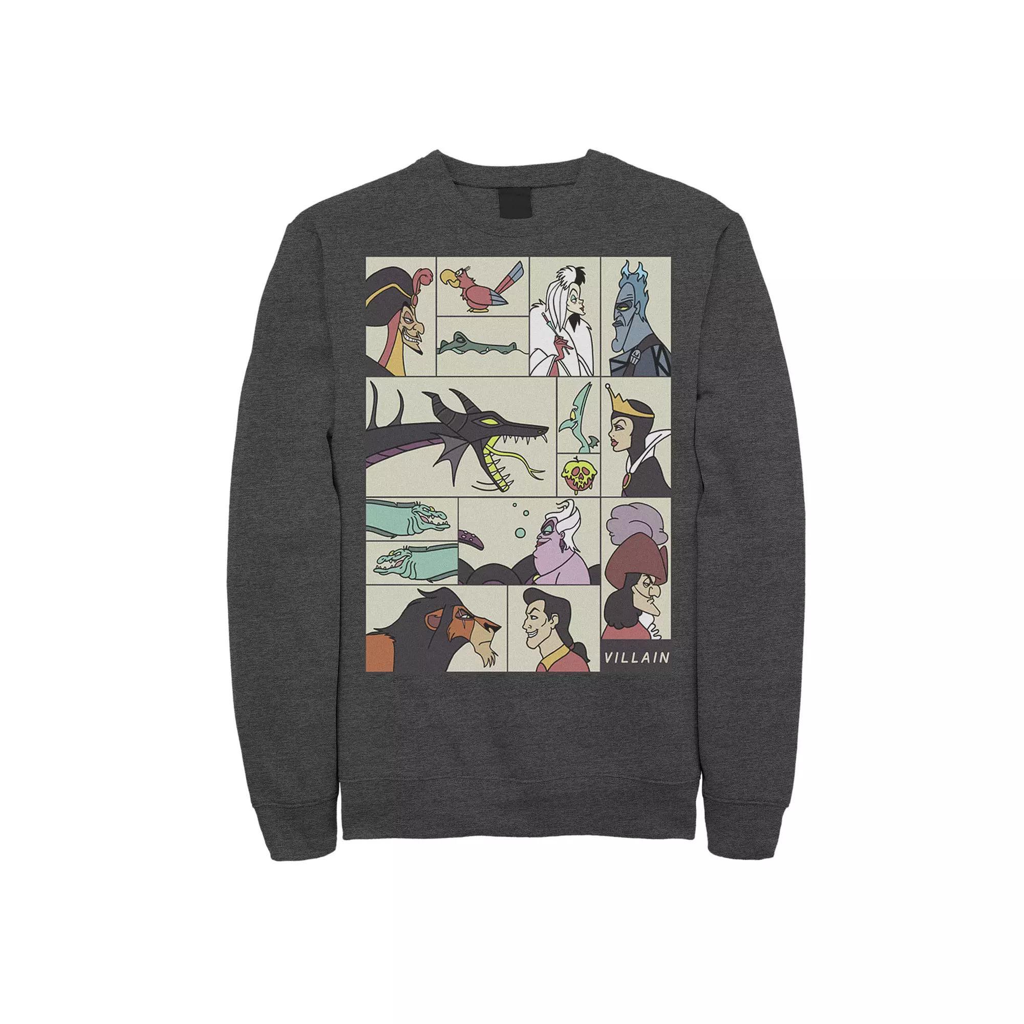 Disney Villains Men's Comic Style Portrait Panels Sweatshirt,  Product Image