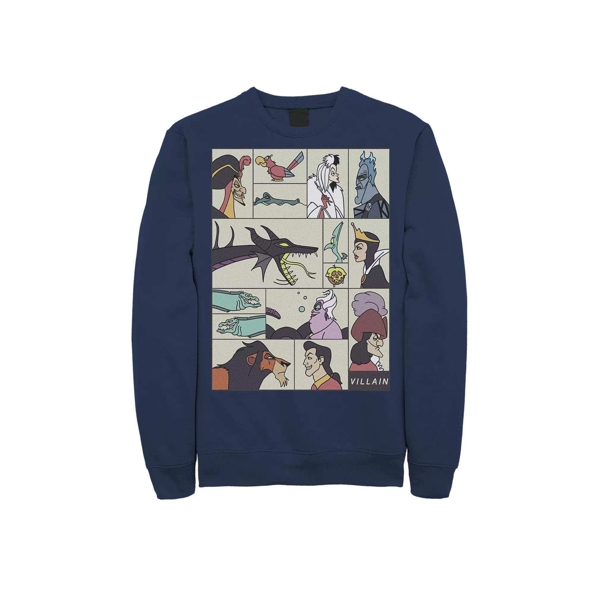 Disney Villains Men's Comic Style Portrait Panels Sweatshirt,  Product Image