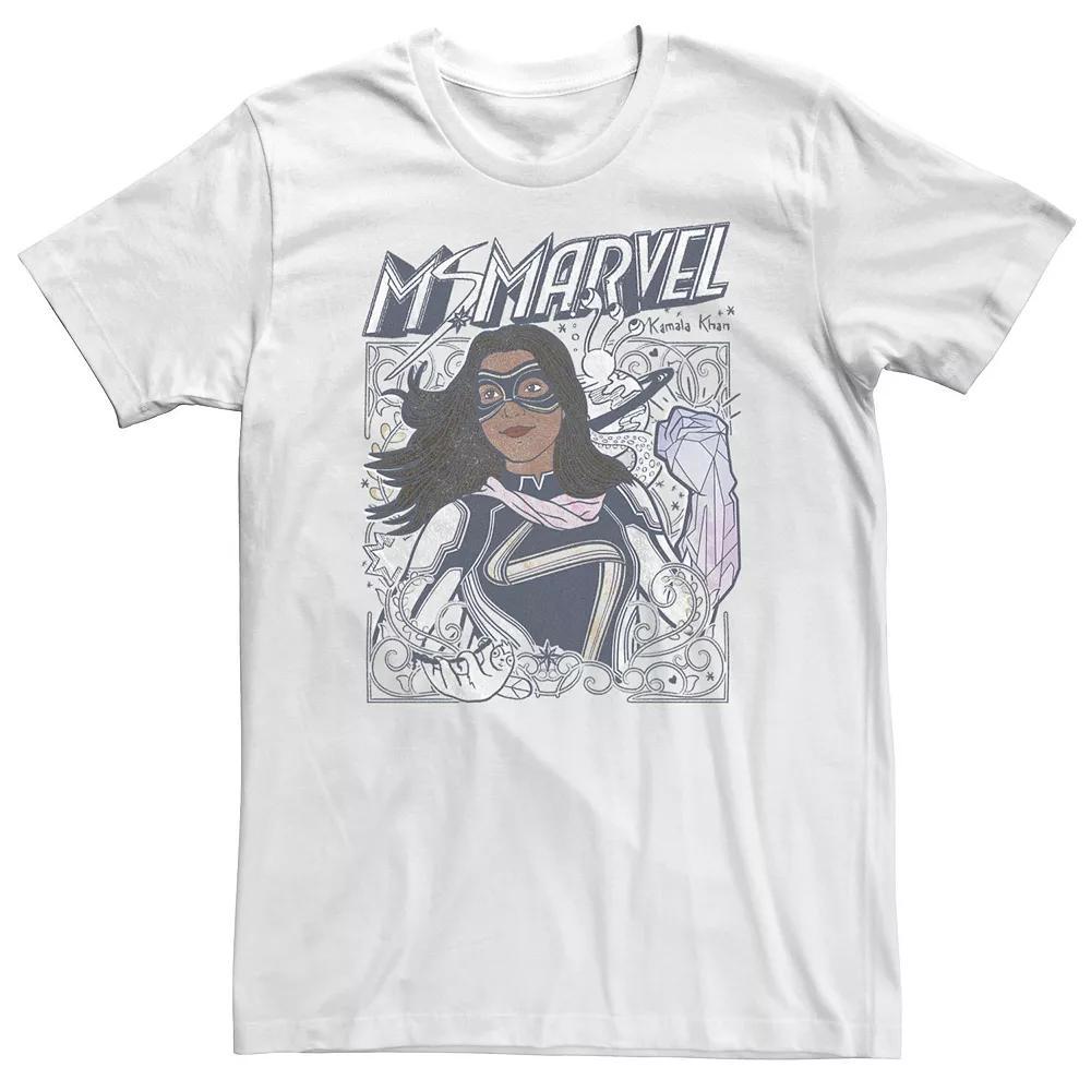 Big & Tall Marvel Ms. Marvel Doodle Tee, Men's, Size: 3XL Tall, White Product Image