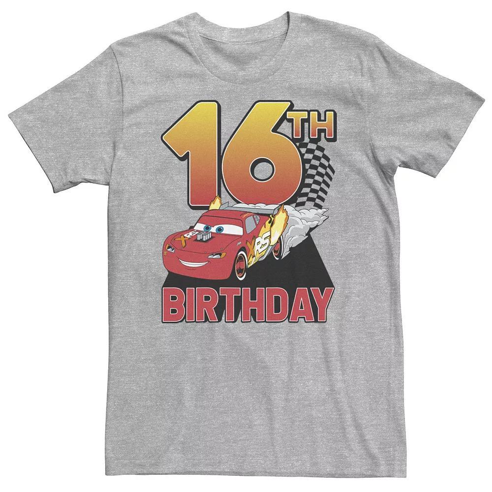 Big & Tall Disney / Pixar Cars 16th Birthday Racer Lightning McQueen Tee, Men's, Size: 4XL, Athletic Grey Product Image