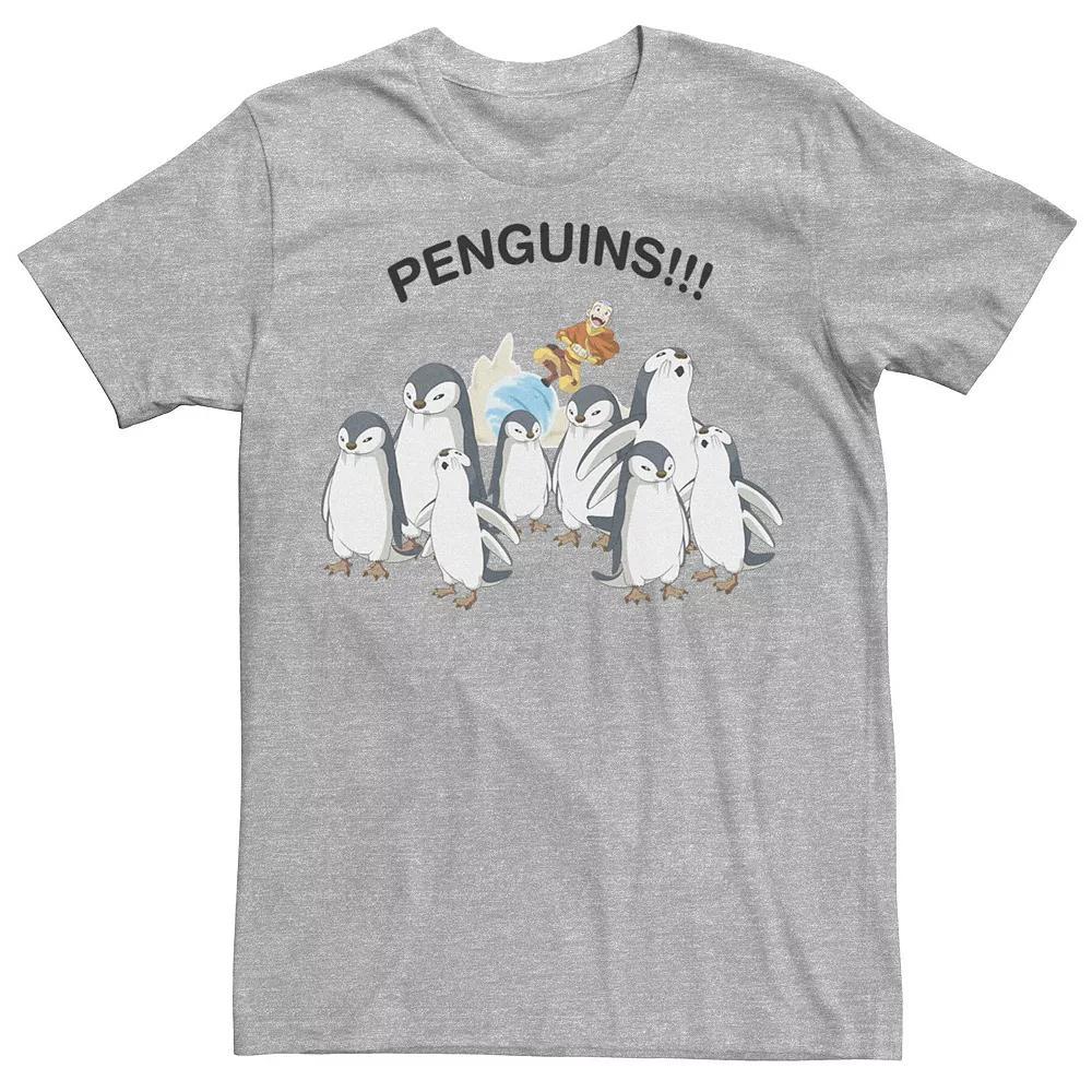 Men's Nickelodeon Avatar The Last Airbender Aang And Penguins!! Portrait Tee, Boy's, Size: XXL, Athletic Grey Product Image