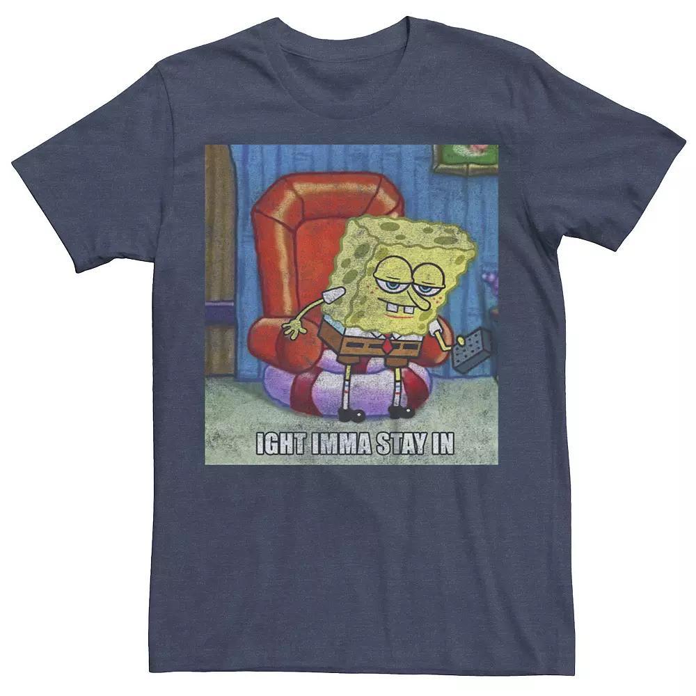 Men's SpongeBob SquarePants Imma Stay In Graphic Tee, Size: Large, Navy Grey Product Image