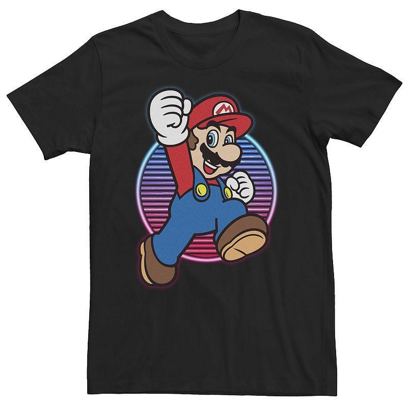 Big & Tall Nintendo Super Mario Neon Power Jump Hero Tee, Men's, Size: 3XL, Black Product Image