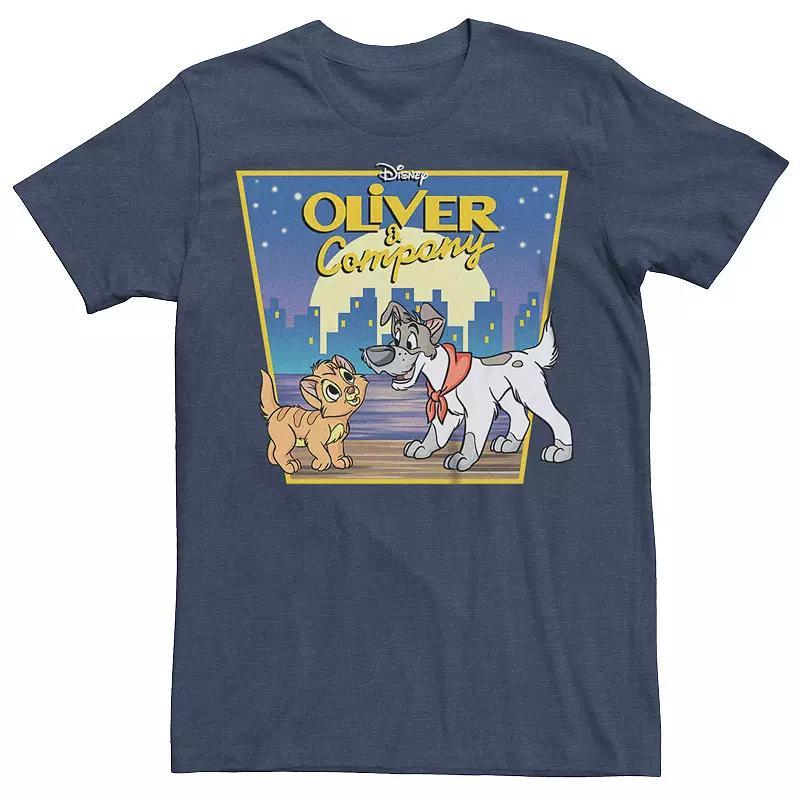 Disneys Oliver & Company Dodger Mens Best Friends Graphic Tee Navy Grey Product Image