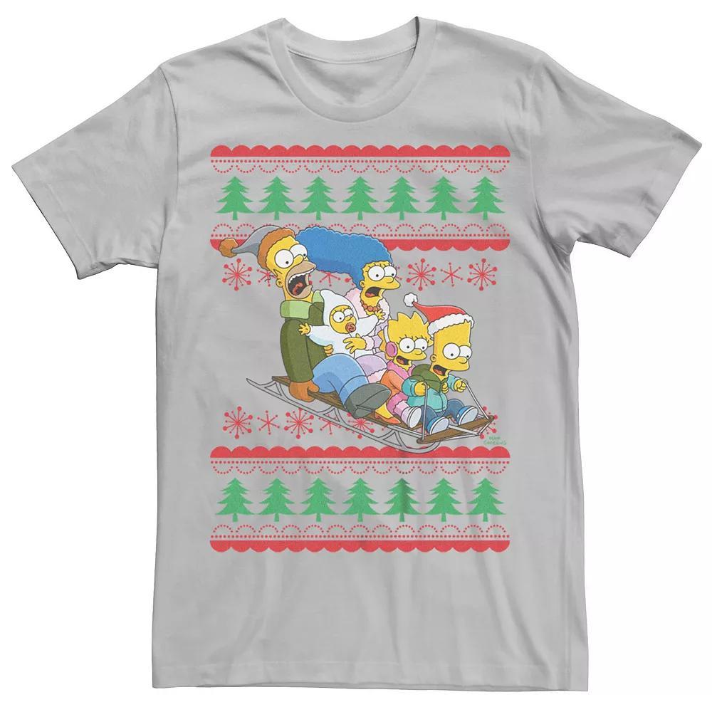 Men's The Simpsons Family Sleigh Ride Sweater Graphic Tee,  Product Image
