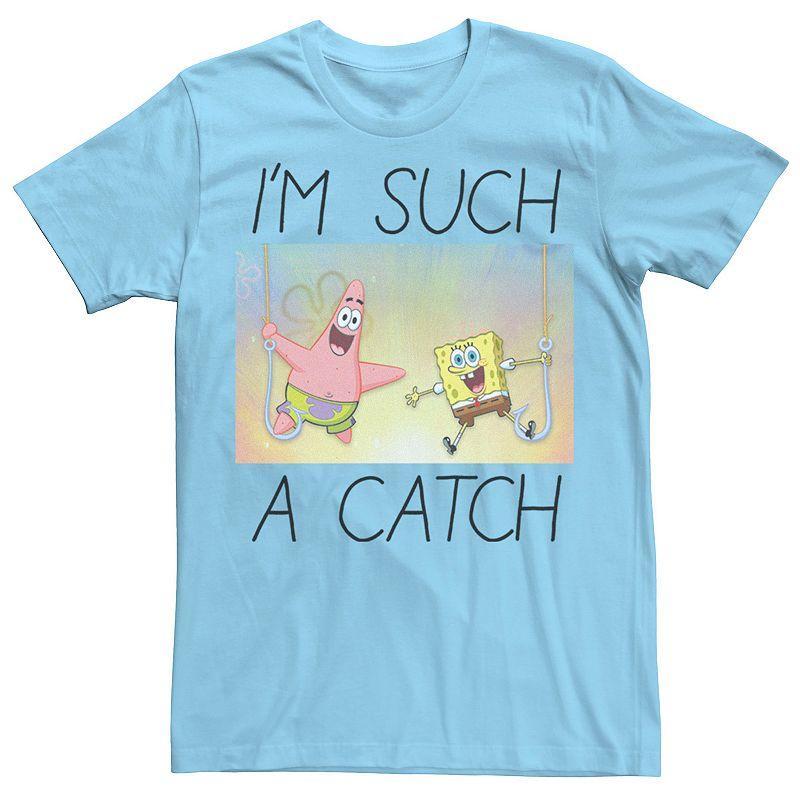 Men's Spongebob I'm Such A Catch Portrait Tee, Size: Small, Light Blue Product Image