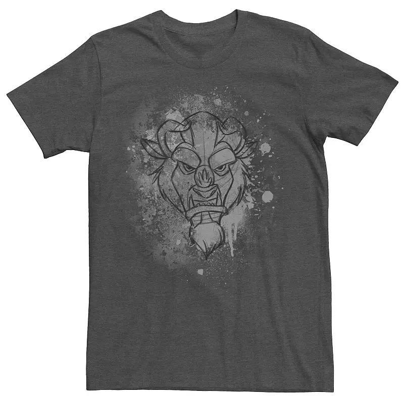 Disney's Beauty And The Beast Ink Splatter Beast Men's Tee, Size: XL, Grey Heather Product Image