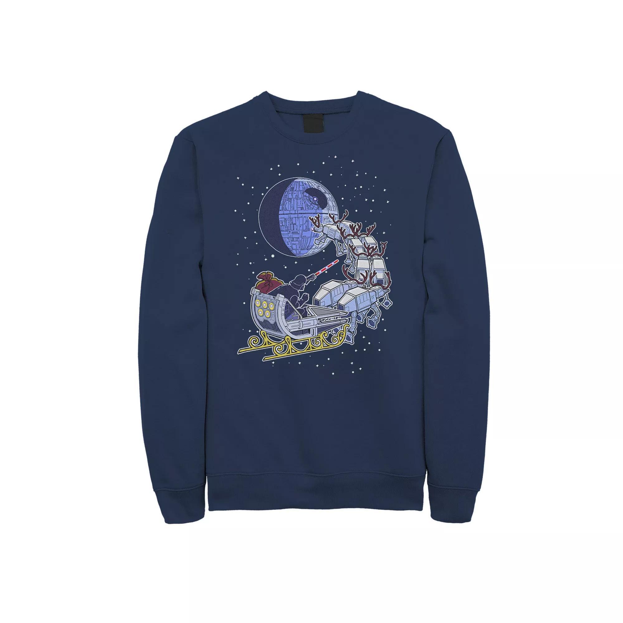 Men's Star Wars Darth Vader In A Sleigh Portrait Sweatshirt, Size: XL, Blue Product Image