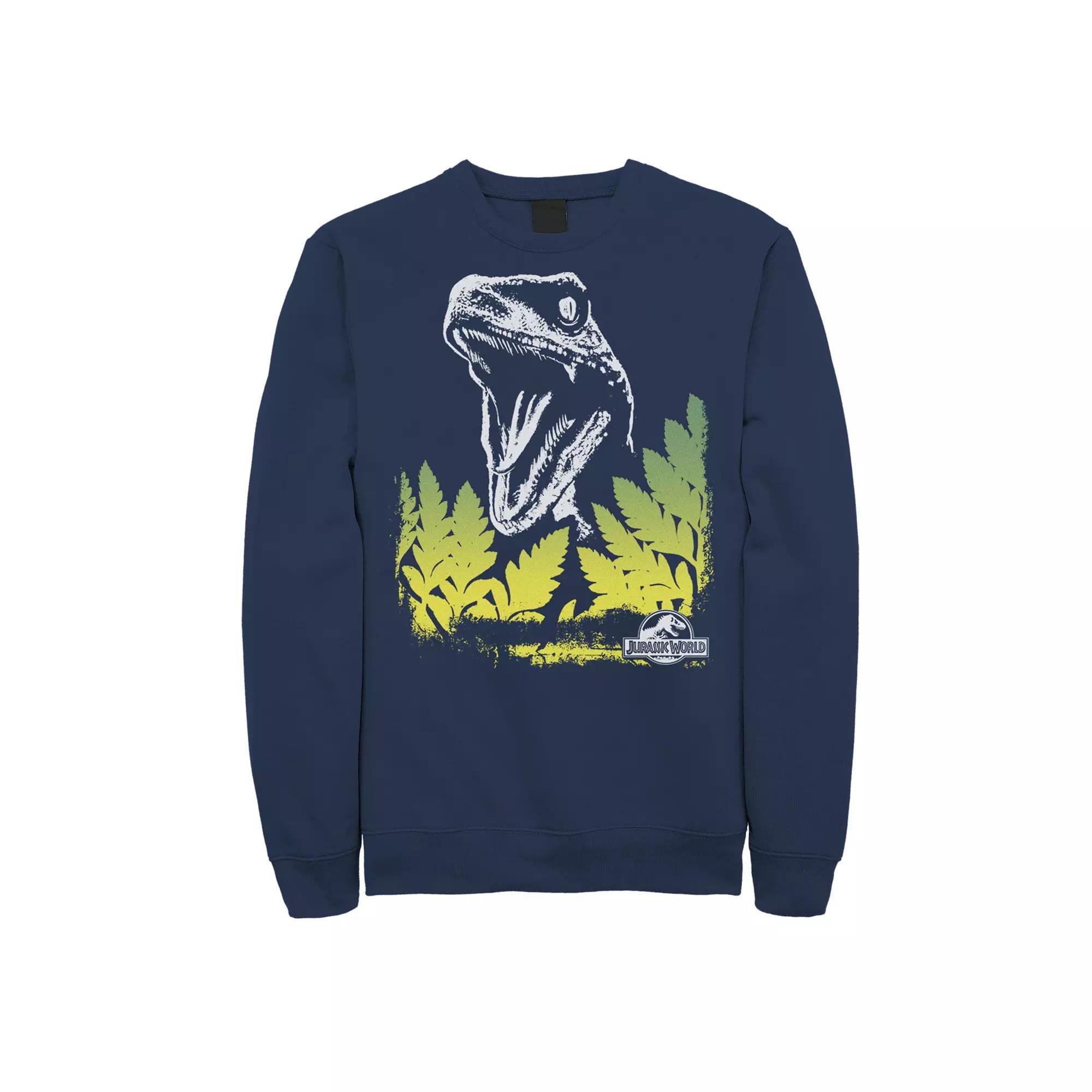 Men's Jurassic World Raptor Roaring Behind Bushes Fleece Pullover,  Product Image