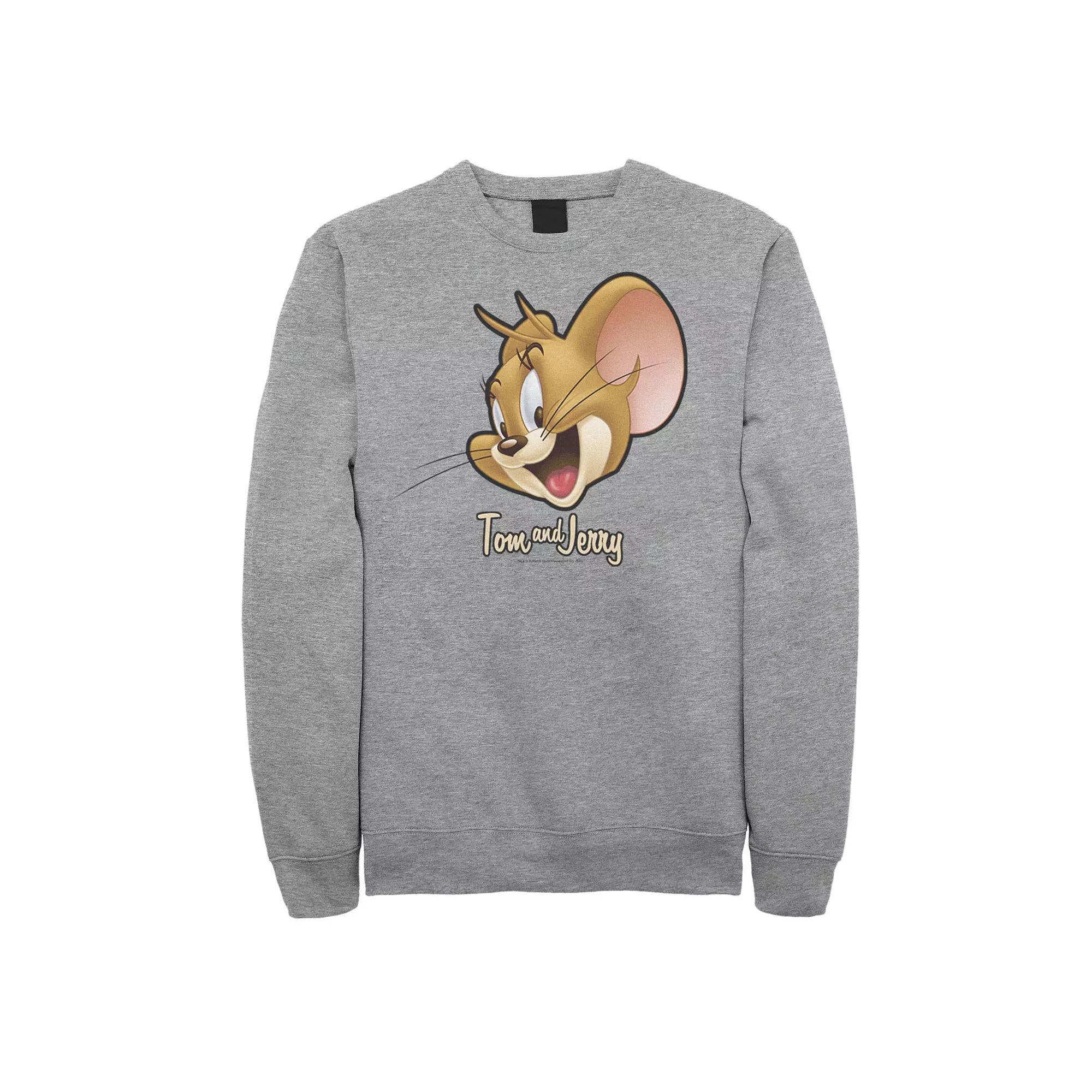 Men's Tom And Jerry Simple Jerry Big Face Sweatshirt, Size: Medium, Athletic Grey Product Image