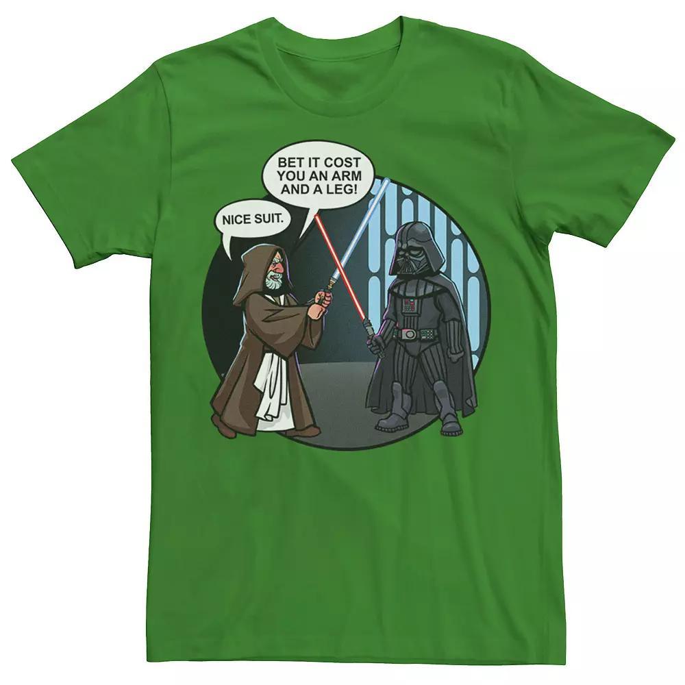 Men's Star Wars Vader And Obi-Wan Nice Suit Text Tee, Size: XL, Kelly Grey Product Image