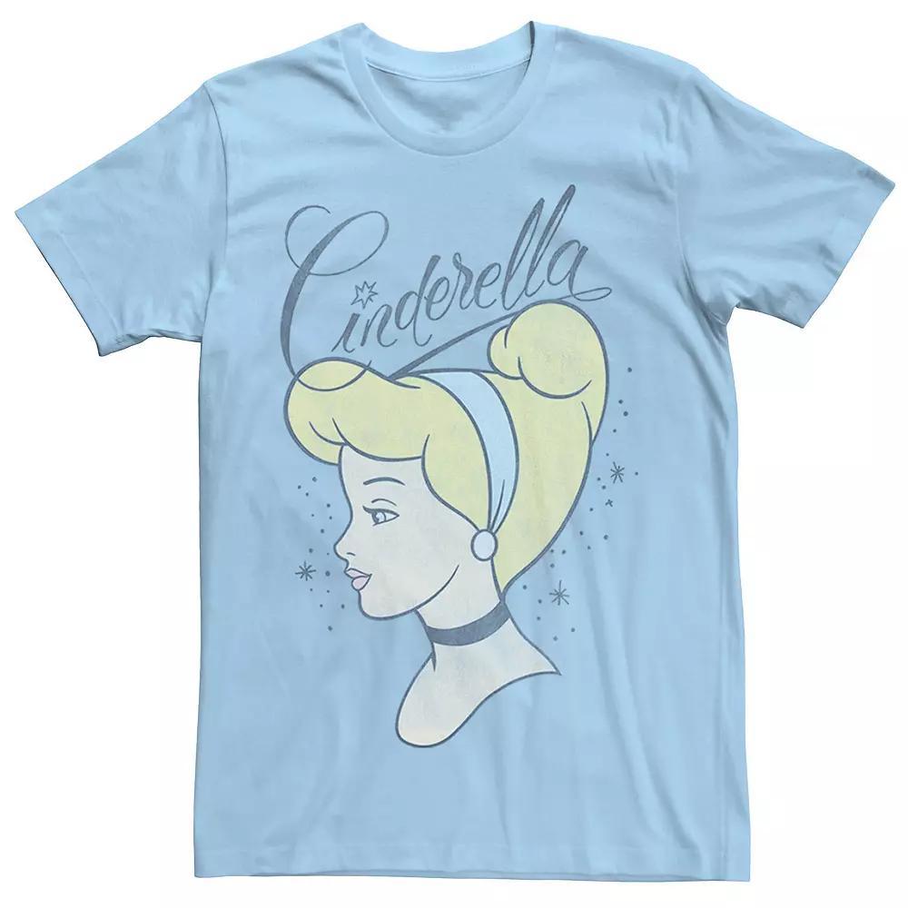 Disney's Cinderella 70th Anniversary Cinderella Profile Men's Tee, Size: XXL, Light Blue Product Image
