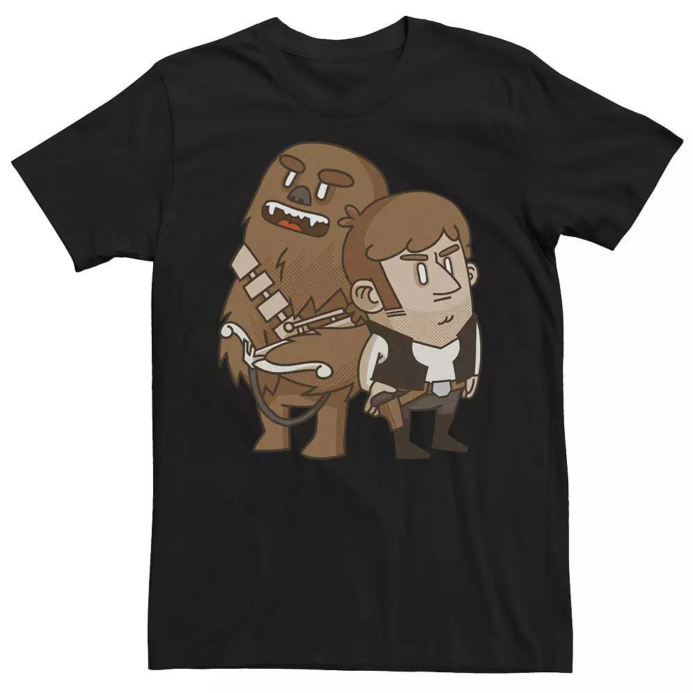 Men's Star Wars Han Solo Chewbacca Cartoon Duo Graphic Tee, Size: Medium, Black Product Image