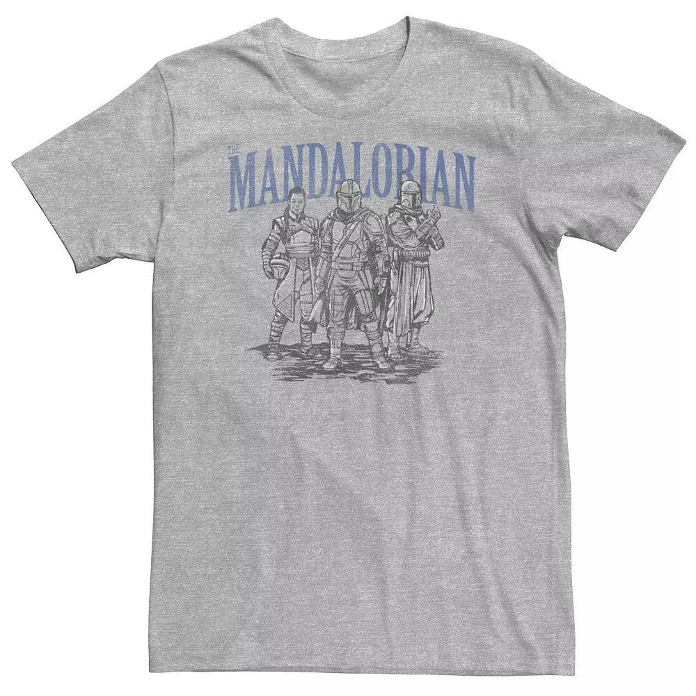 Big & Tall Star Wars: The Mandalorian Sketch Grop Portrait Tee, Men's, Size: XXL Tall, Athletic Grey Product Image