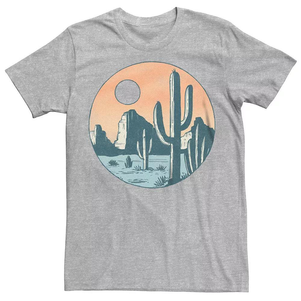 Men's Cacti Desert Landscape Sunset Graphic Tee, Size: Large, Athletic Grey Product Image