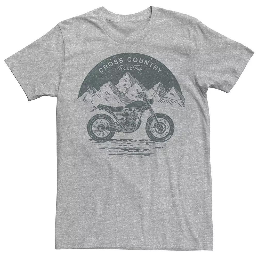 Men's Cross Country Road Trip Motorcycle Circle Tee, Boy's, Size: XXL, Athletic Grey Product Image