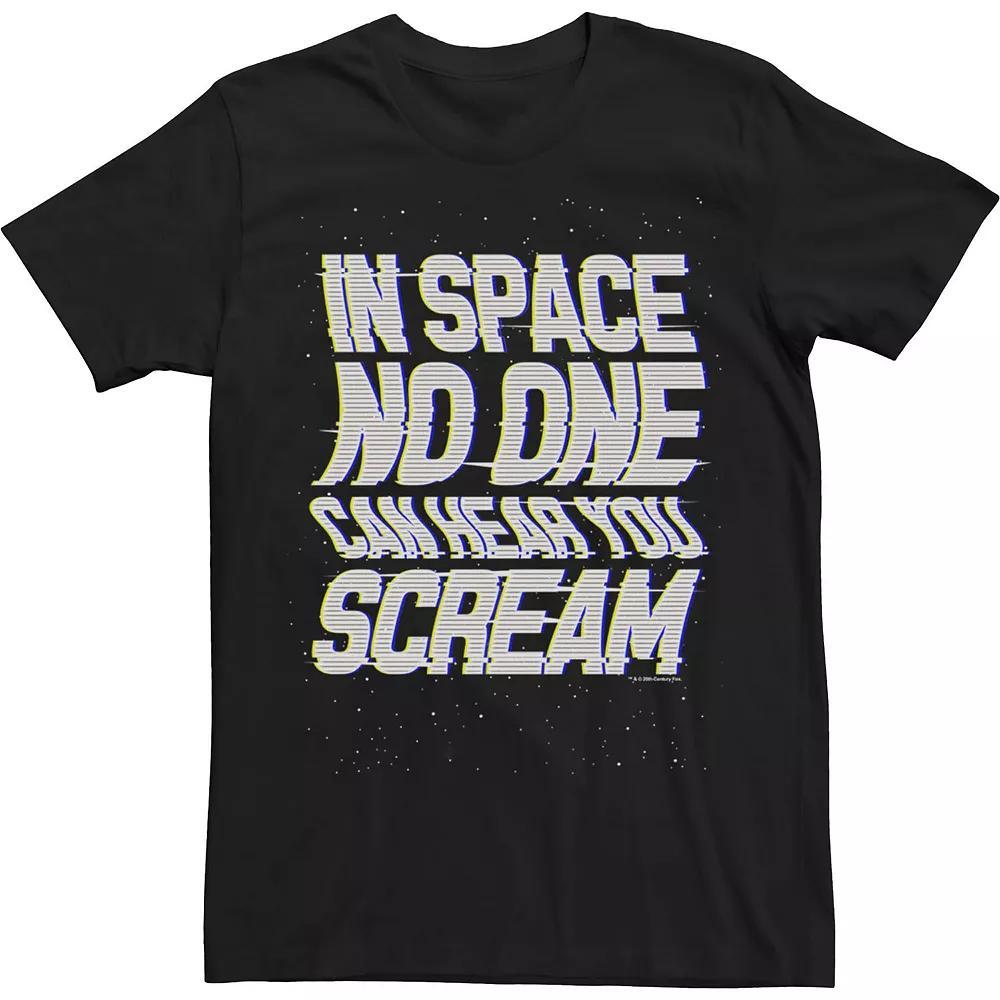 Men's Alien In Space No One Can Hear You Scream Text Wave Tee, Size: Large, Black Product Image
