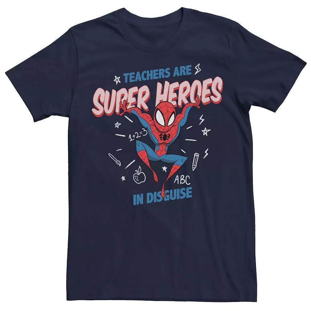 Men's Marvel Spider-Man Teachers Are Super Heroes Tee, Size: 3XL, Blue Product Image