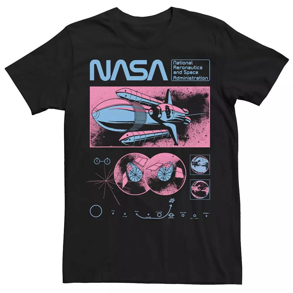 Men's NASA Pink Blue Shuttle Poster Collage Tee, Size: XL, Black Product Image