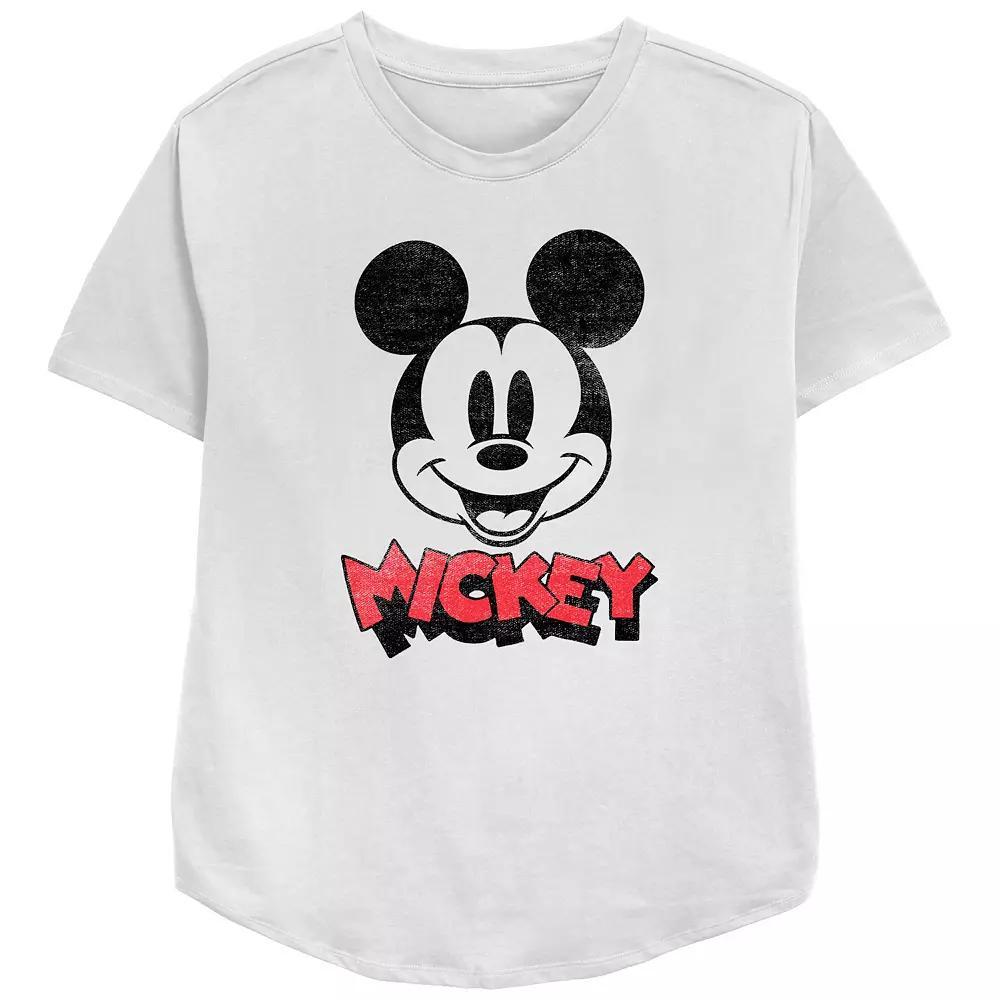 Disney's Mickey Mouse Women's Big Face Logo Relaxed Fit Graphic Tee, Girl's, Size: Medium, White Product Image