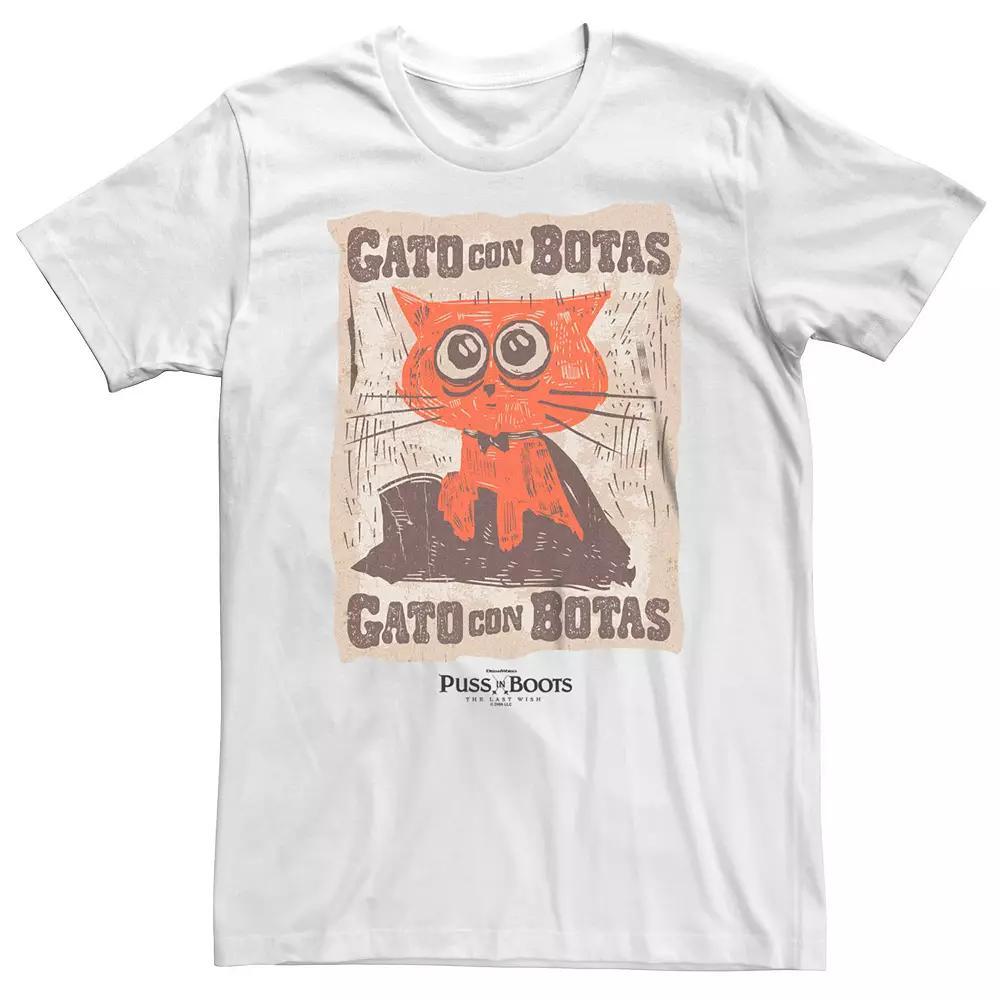 Big & Tall Puss In Boots Orange Cat Tee, Men's, Size: 4XB, White Product Image