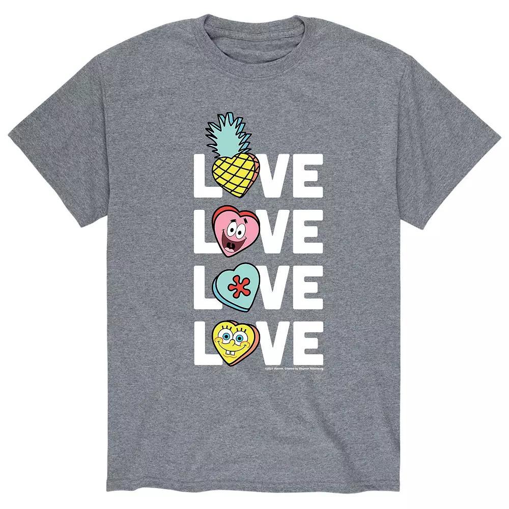 Men's SpongeBob Stacked Love With Hearts Tee,  Product Image