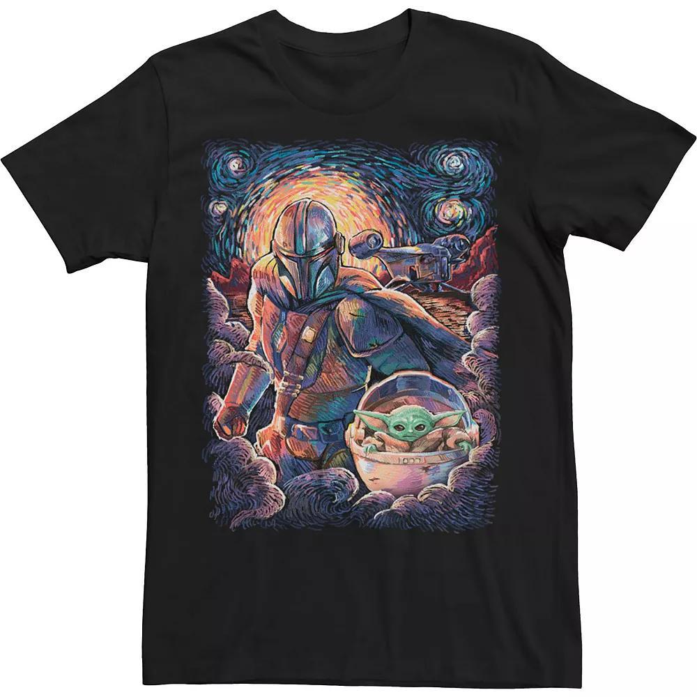 Men's Star Wars The Mandalorian The Child aka Baby Yoda Razor Painty Stars Artsy Tee, Size: Medium, Black Product Image