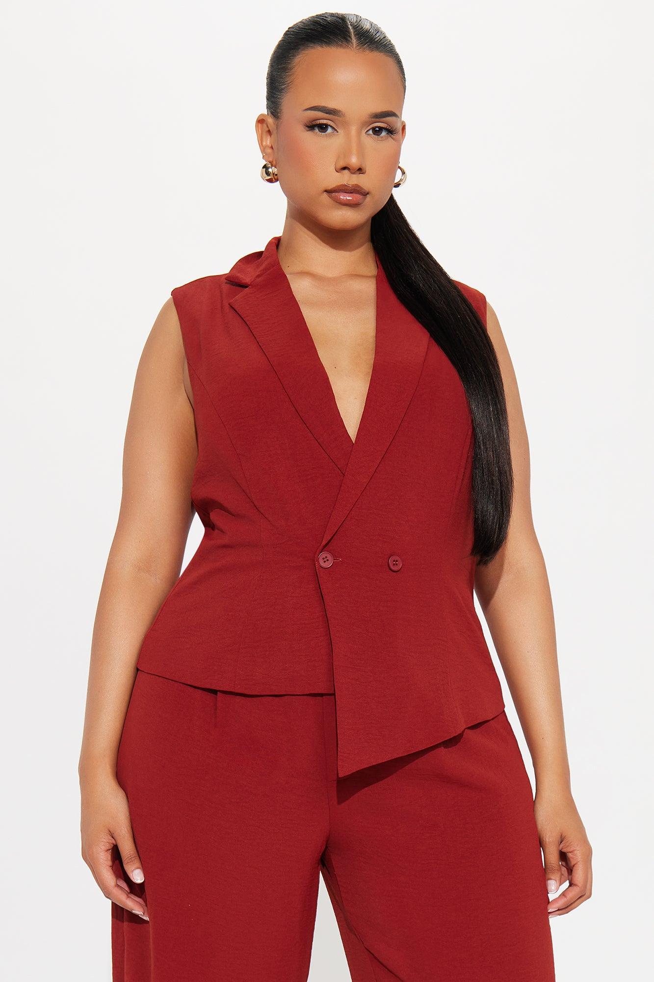 McKenna Vest and Straight Leg Pant Set - Rust Female Product Image