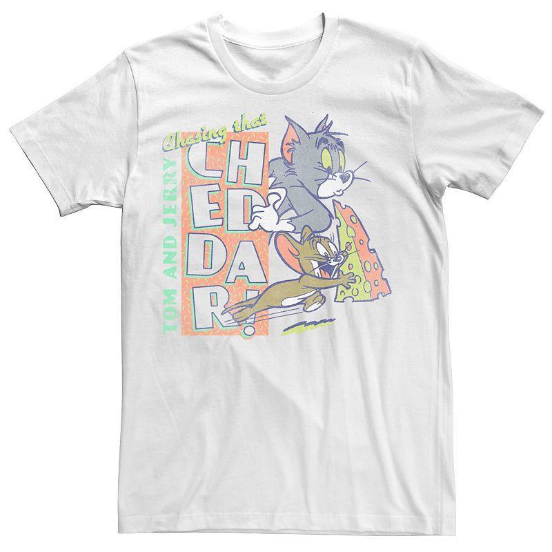 Men's Tom And Jerry Chasing That Cheddar Tee, Size: XL, White Product Image