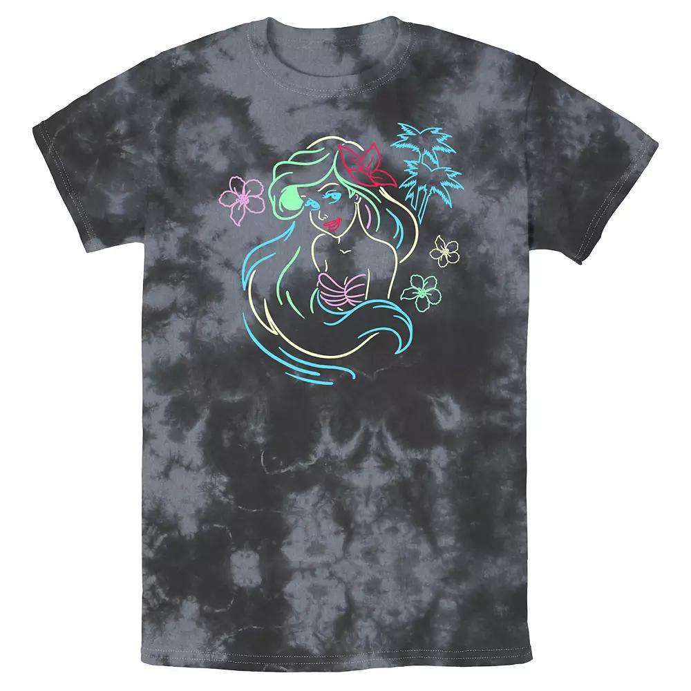 Men's Disney Little Mermaid Ariel Neon Lights Bomabrd Wash Tee,  Product Image
