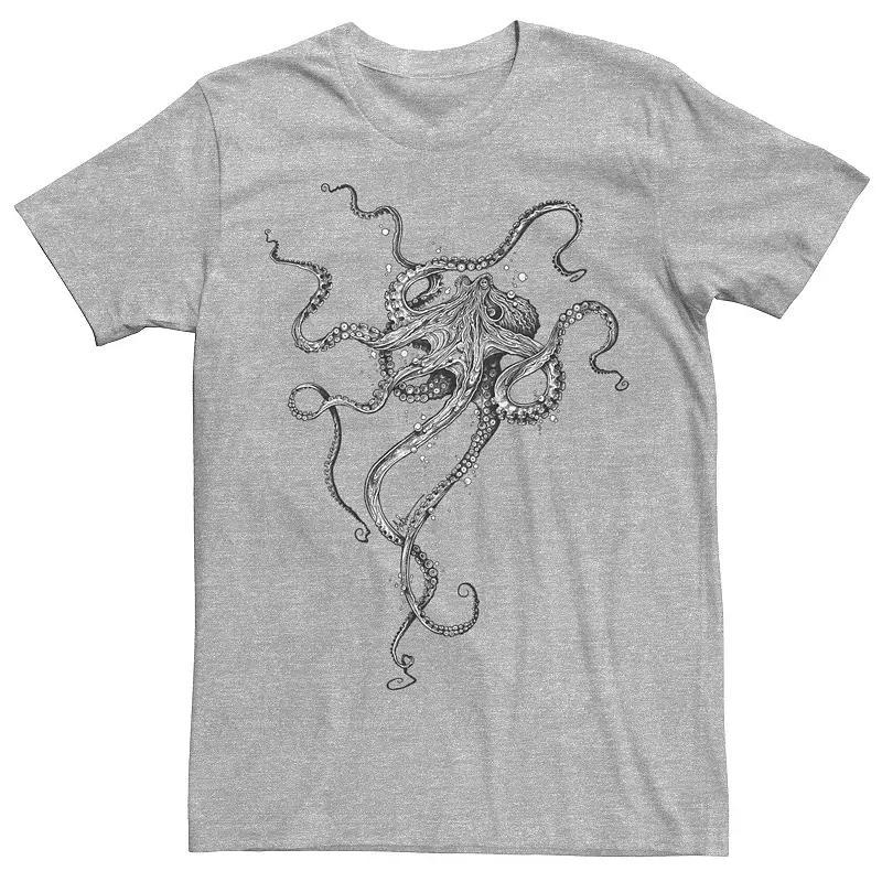 Men's Octopus Bubbles Graphic Tee, Size: XS, Athletic Grey Product Image