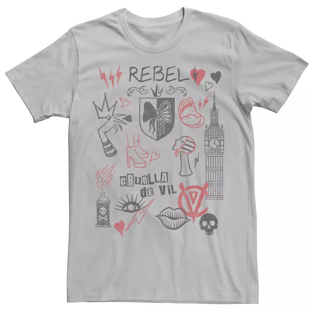 Disney's Cruella De Vil Men's Rebel Fashion Sketches Tee,  Product Image