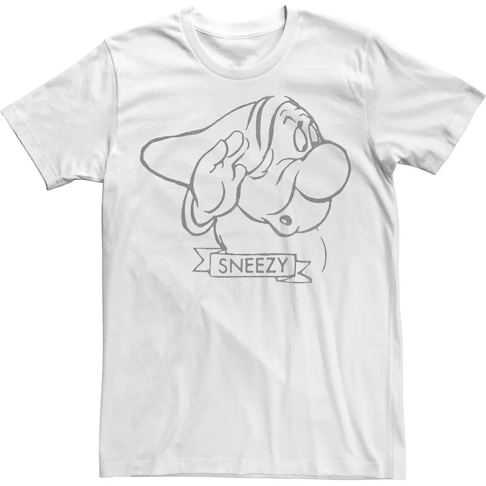 Disney's Snow White Sneezy Line Art Big Face Men's Tee,  Product Image