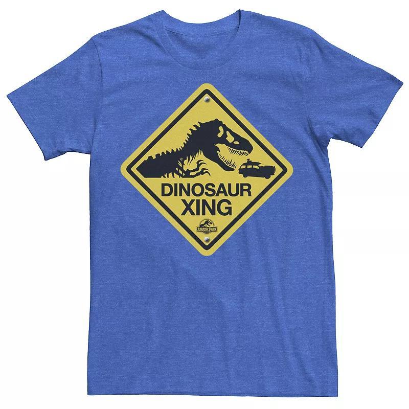 Men's Jurassic Park Dinosaur Crossing Yellow Sign Tee, Size: 3XL, Athletic Grey Product Image