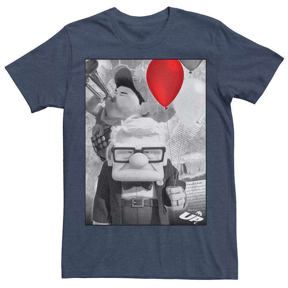 Disney / Pixar's Up Men's Carl Russell Trumpet Red Balloon Graphic Tee, Size: Large, Navy Grey Product Image