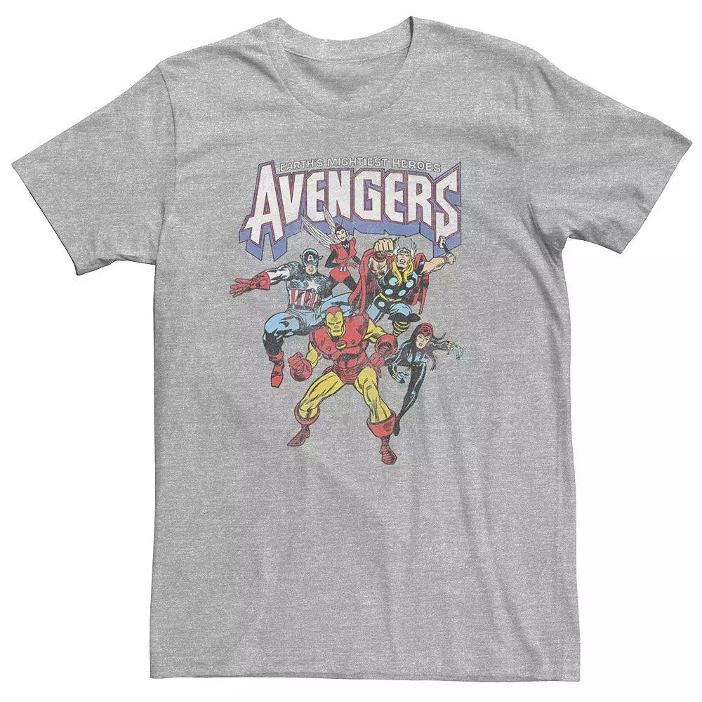 Big & Tall Marvel Avengers Classic Vintage Group Shot Tee, Men's, Size: 3XL Tall, Athletic Grey Product Image