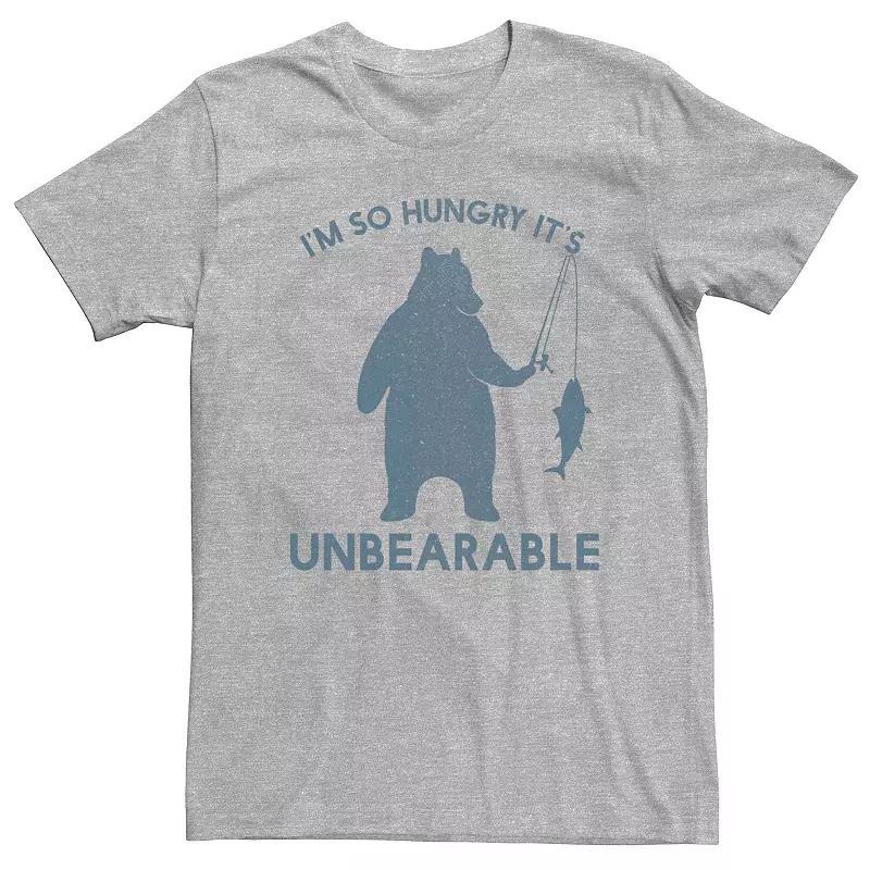 Men's So Hungry Bear Fishing Graphic Tee, Size: Small, Athletic Grey Product Image