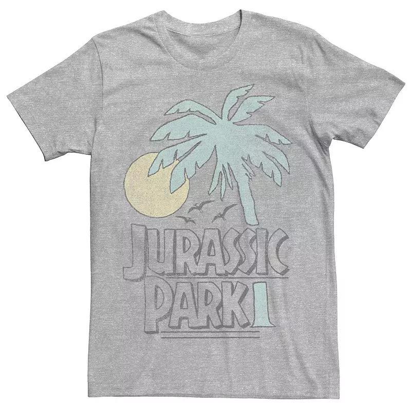 Men's Jurassic Park Palm Tree Sunset Logo Tee, Size: XL, Silver Product Image