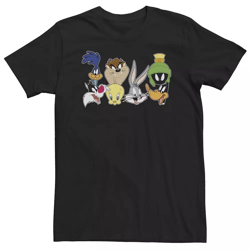 Big & Tall Looney Tunes Group Shot Big Face Line Up Tee, Men's, Size: 5XL, Black Product Image