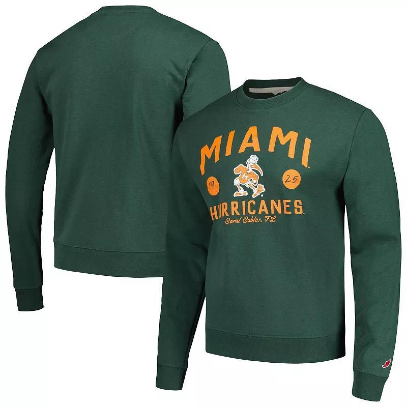 Men's League Collegiate Wear  Green Miami Hurricanes Bendy Arch Essential Pullover Sweatshirt, Size: Small Product Image