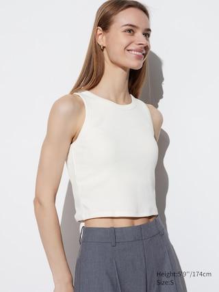 Womens Ribbed Cropped Bra Top White 2XL UNIQLO US Product Image