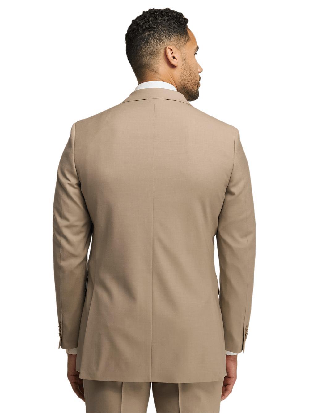 Wool Stretch Bengaline Peak Lapel Suit Jacket - Light Tan Product Image