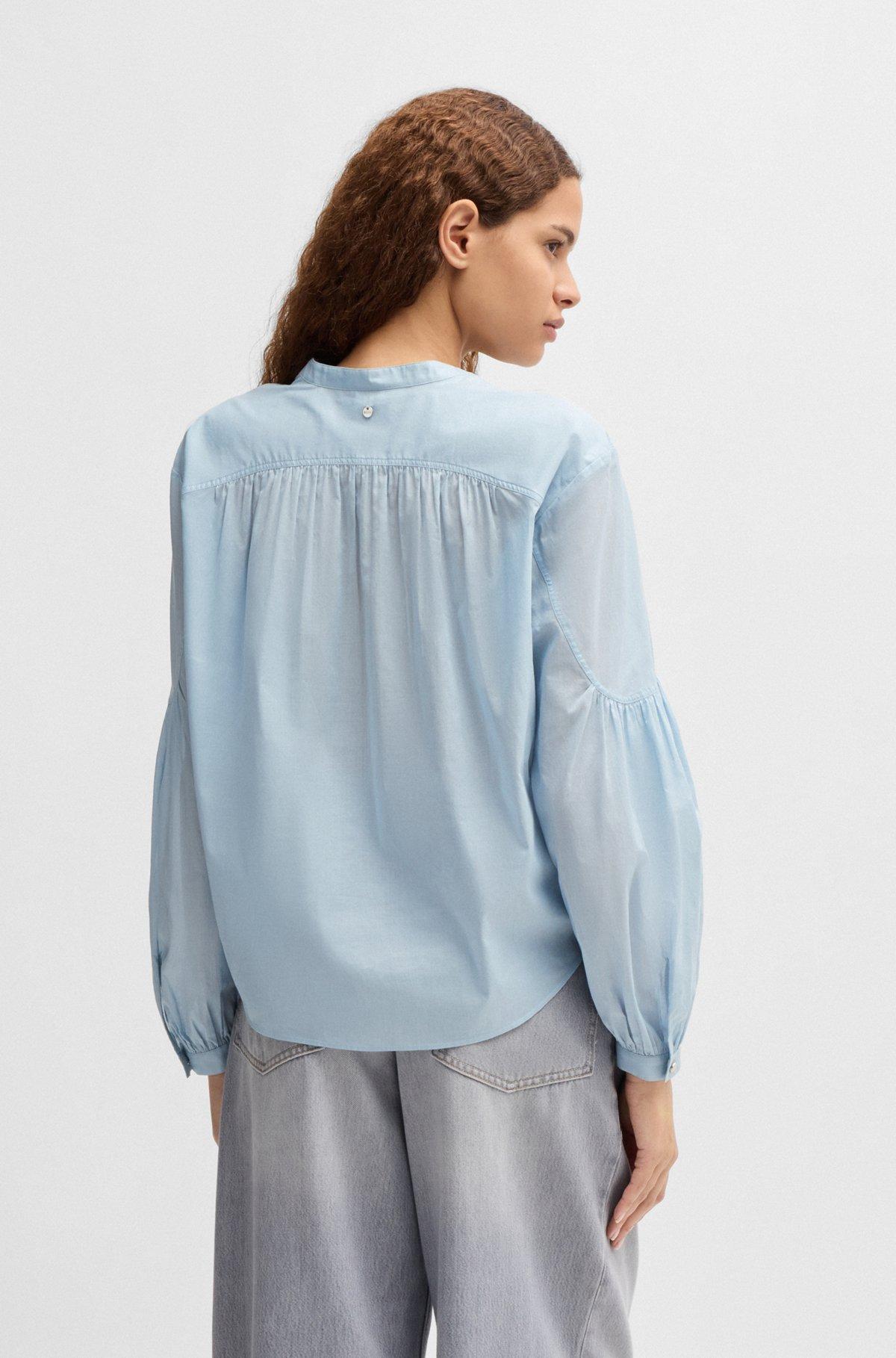 Regular-fit blouse in cotton voile with wide sleeves Product Image